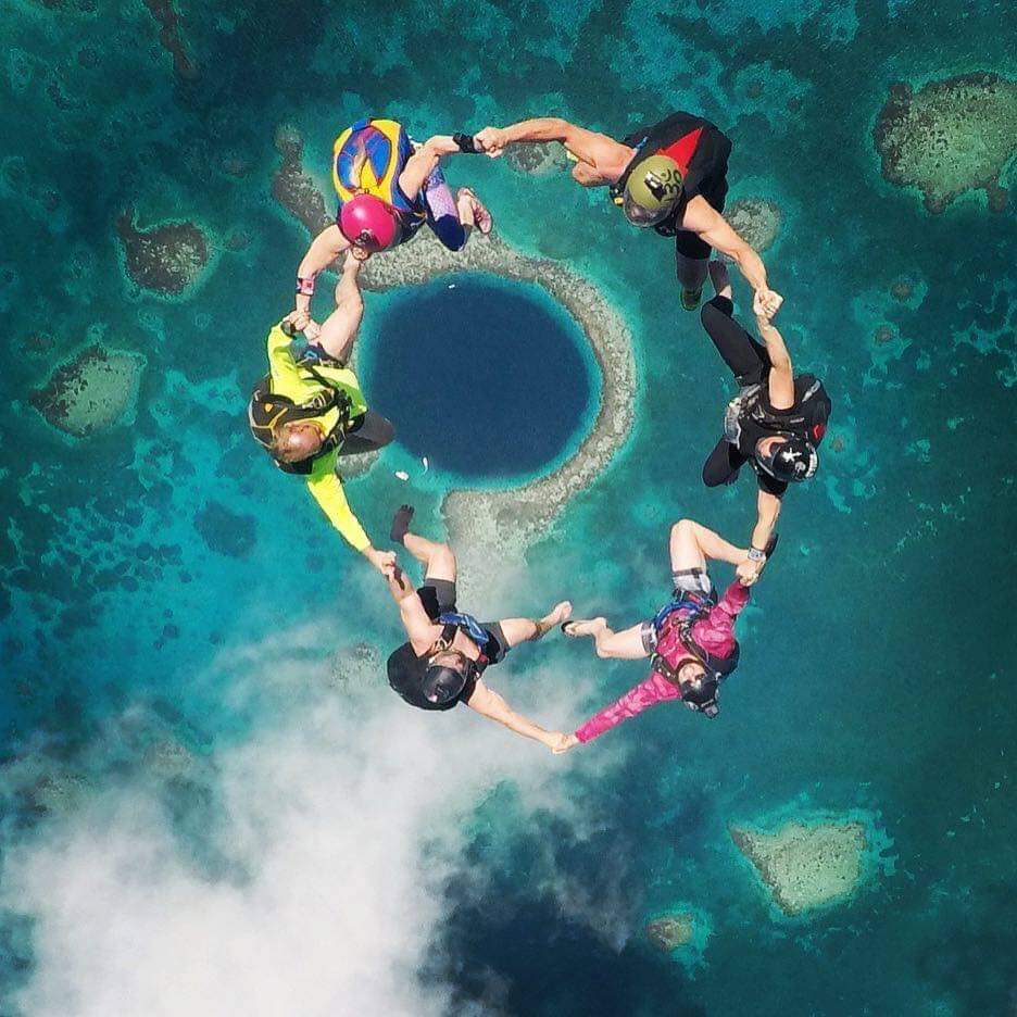 Skydiving blue hole belize